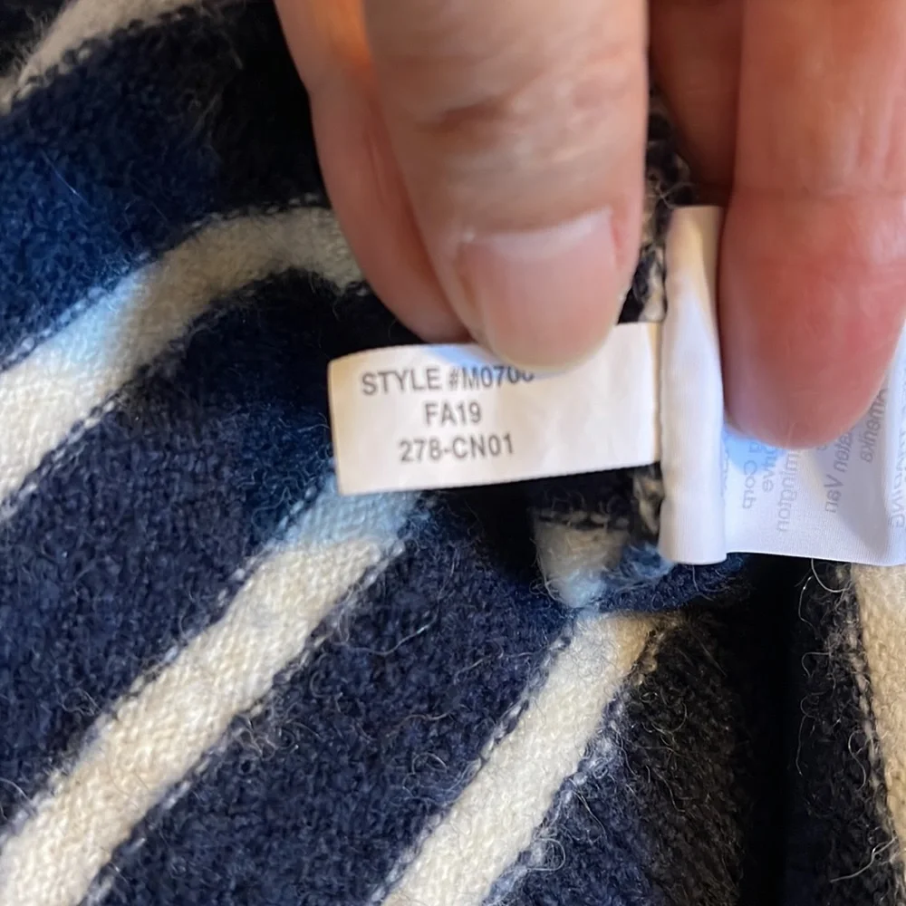 Madewell Cozy Walker Merino Wool Alpaca Open Long Cardigan Navy White Stripe-S